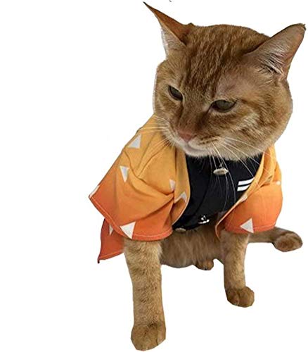 ペット服 鬼滅の刃 犬服 猫服 我妻 善逸 コスプレ コスチューム 小型犬 中型犬用 猫用 かわいい おもしろい ハロウィン クリスマス 正月 新年 パーティー ペット用品 ペットコスチューム ペット服 猫服コスプレ (我妻 善逸, S)のサムネイル