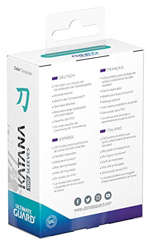 Ultimate Guard UGD010896 Standard Size Katana Sleeves - Turquoise (100 Sleeves)