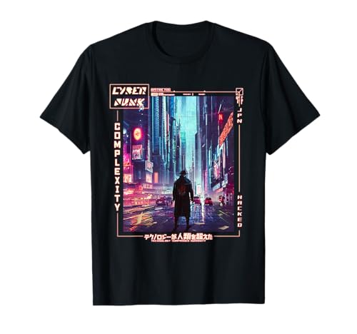 Man Walking in Japanese Cyberpunk Retro Vaporwave Aesthetic T-Shirt