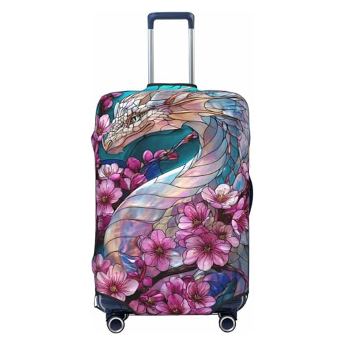 Stained Glass Dragon Elastic Travel Luggage Covers Dustproof Scratch-Resistant Suitcase Protector Fit 22-24 Inch