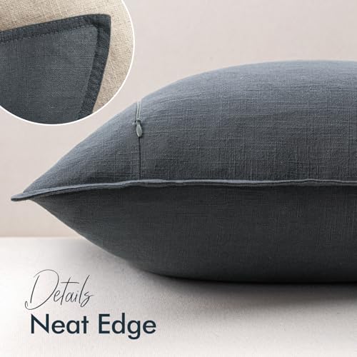 Image of 18x18 Inch Set of 2 Decorative Linen Solid Throw Pillow Covers Boho Accent Farmhouse Couch Pillowcases Modern Netural Home Decor for Couch Sofa Living Room Bed,Dark Gray