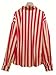 Floerns Women's 2 Piece Outfit Striped Long Sleeve Blouse Top with Shorts Set Pink and Khaki X-Small