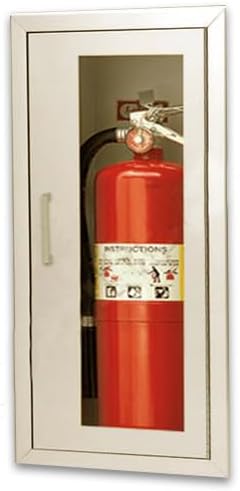 2409R2-FG in Stainless Steel Recessed Fire Extinguisher Cabinet-White Baked Enamel-Full Clear Acrylic Door