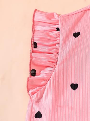 Girls 4 Packs Tees Ruffle Short Sleeve T-Shirt Ribbed Knit Casual Summer Tunic Tops 4-12 Years4