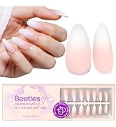 Beetles Almond French Tip Press on Nails 150PCS, 4-IN-1 Medium Nude Gradient Gel Nail Tips Etch X...