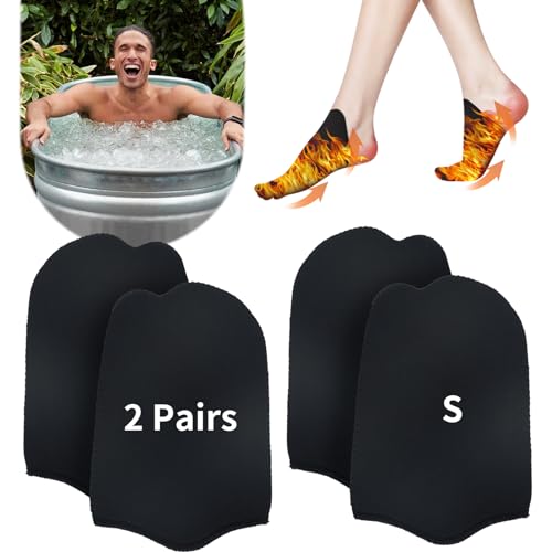 2 Pairs Ice Bath Toe Socks, Cold Plunge Toe Covers, Ice Bath Toe Booties Cold Plunge Toe Booties, Cold Plunge Tub Accessories, Reusable Neoprene Toe Warmers for Cold Plunge at Home S-Black