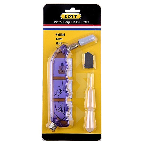 IMT Pistol Grip Oil Feed Glass Cutter Tungsten Carbide, Professional Stained Glass Cutting Tool with 2 Replaceable Head and Oil Reservoir- 2mm-12mm
