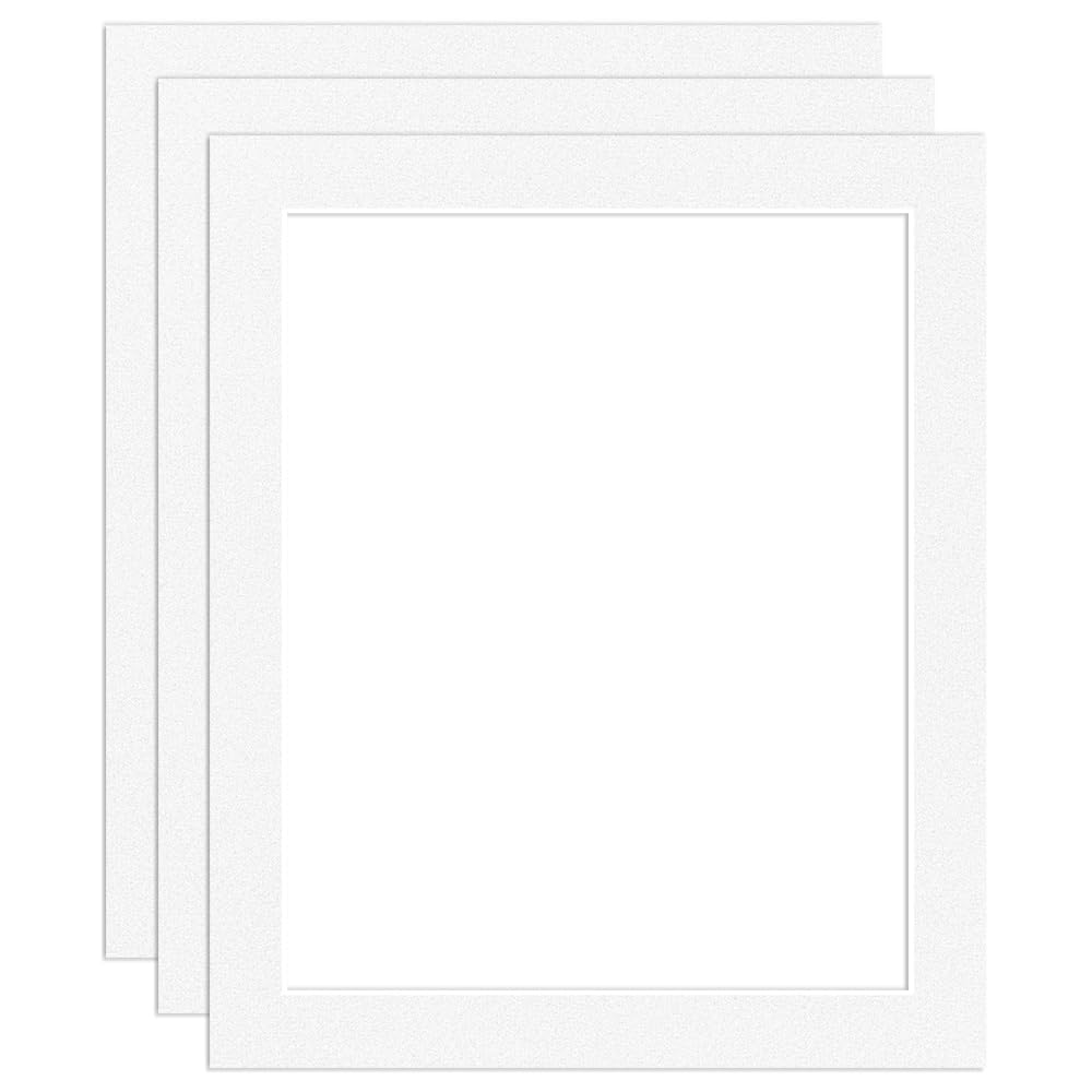 Procut Global 12x10" White Picture Mounts Board to Fit 10x8" Aperture Size - Photo Mount Card Ideal for Prints, Artwork, Crafts & Certificates - Sizes & Colors Available - Pack of 3 — image 1
