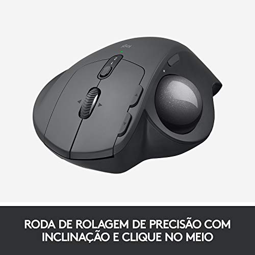 Mouse sem fio Logitech Trackball MX Ergo com Ajuste de Ângulo, Conexão USB Unifying ou Bluetooth com Easy-Switch para até 3 dispositivos e Bateria Recarregável glide