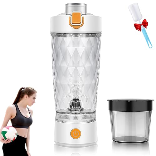 ProBlend One-Touch Shaker – Smooth Protein Mix Anywhere, 22oz, Electric Protein Shaker Bottle, USB Rechargeable Mixing Cup, Water Drink Mixer Portable Bottles with Powder Box (White)