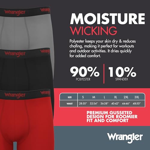 Wrangler 6 Pack Mens Boxer Briefs, Moisture Wicking Quick Dry Fit Mens Underwear3