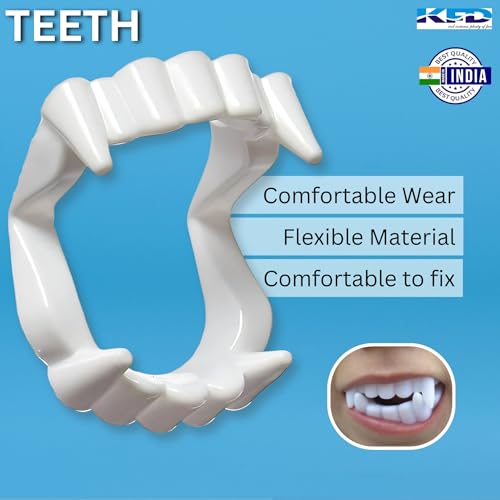 Image of Kaku Fancy Dresses Halloween Vampire Teeth for Kids | Scary Dracula Teeth Halloween Party Accessory for Boys & Girls, Pack of 1