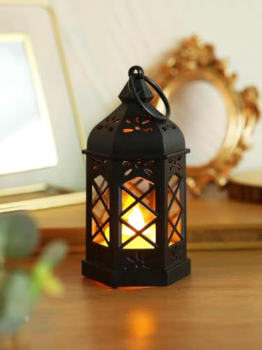 Image of SATYAM KRAFT 6 Pcs Flameless & Smokeless Acrylic Antique LED Hurricane Lantern Lamp Wall Hanging Led Candle Light for Home Decor, Drawing Room, Living Room, Table Decor (12.5 cm)