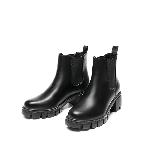 Dream Pairs Women'S Elastic Chelsea Ankle Boots Platform Low Chunky Block Heel Lug Sole Slip On Fall Heeled Booties Shoes thumb #1
