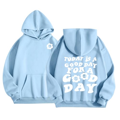 Genérico 2026 Sudadera Infantil con Capucha y Bolsillo Estampada Manga Larga cálida para Invierno Ropa Casual para niñas pequeñas y Adolescentes (Sky Blue, 2-3 Years)