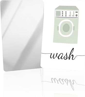 OComster Simple Hand Drawn Wash Art Compact Mirror Bulk 4 Pack Card Mirror, Laundry Room Washing Machine Small Compact Mirror for Purse, Rectangular Handheld Pocket Makeup Mirror