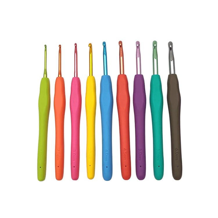 KIZAMI 1Set/62Pc 26 * 16CM Kit di Filato per Uncinetto in Blu/Rosa, Kit Completo per Iniziare all'Uncinetto per Bambini, Adulti con Design ergonomico, Ganci con Impugnatura Morbida
