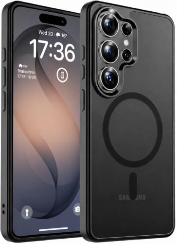 Image of Elzzi Magnetic Guard Case for Samsung Galaxy S26 Ultra 5G [Compatible with MagSafe & Qi2] Translucent Matte Hard PC+TPU Hybrid Slim Shockproof Anti-Scratch Protective Phone Cover (Black)