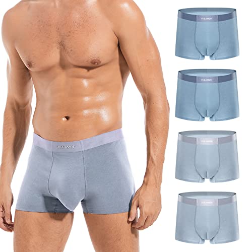 VEEAMON Mens Ice Silk Underwear 4-Pack Boxer Briefs Ice Sikn Comfortable Soft Trunks Underwear With Gift Box