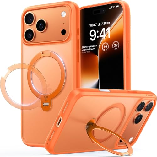 Coque iPhone 17 Pro Max MagSafe Antichoc avec Anneau de Support Orange TORRAS