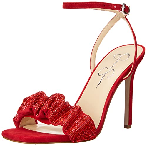 Jessica Simpson Women s Owina Embellished High Heel Sandal Heeled, Wicked Red, 7.5