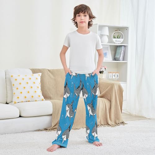Pajama Pants Long Track Pants Pattern Blue Sweatpants Athletic for 6-14 Years4