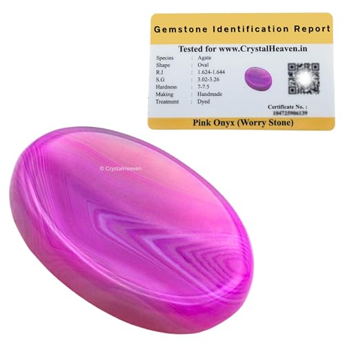 Image of Crystal Heaven Certified Pink Onyx Thumb Worry Pebbles Stones For Anxiety Stress Relief Massage - Aaa Grade Original Healing Gemstone Agate Rubbing Stone For Yoga Meditation Spiritual Reiki Feng Shui