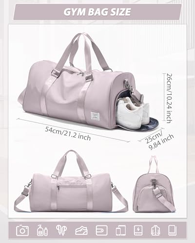 Image of Travel Duffle Bag,Weekender Overnight Bags for Women with Shoes Compartment,Tote Gym Bag Personal Item Carry On Bag for Travel Business Trips Sport Hospital Dance Pink