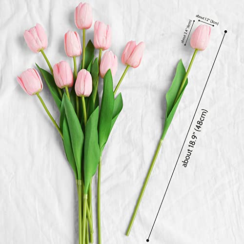 Bellavis 10 Stems Real Touch Dusty Pink Tulips Stems Bouquet Artificial Flowers #TOP4