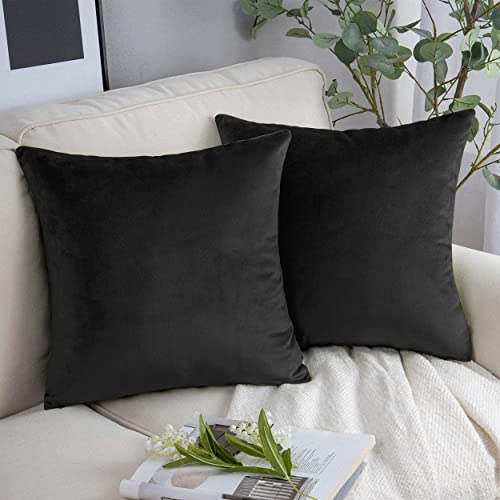 Yorkshire Bedding Velvet Cushion Covers 45 x 45 cm, 2 Pack Decorative Square Throw Pillow Cases