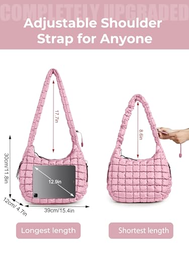 Image of Puffer Quilted Tote Bag for Women Nylon Crossbody Bags Puffy Purse Hobo Large Shoulder Bag Trendy