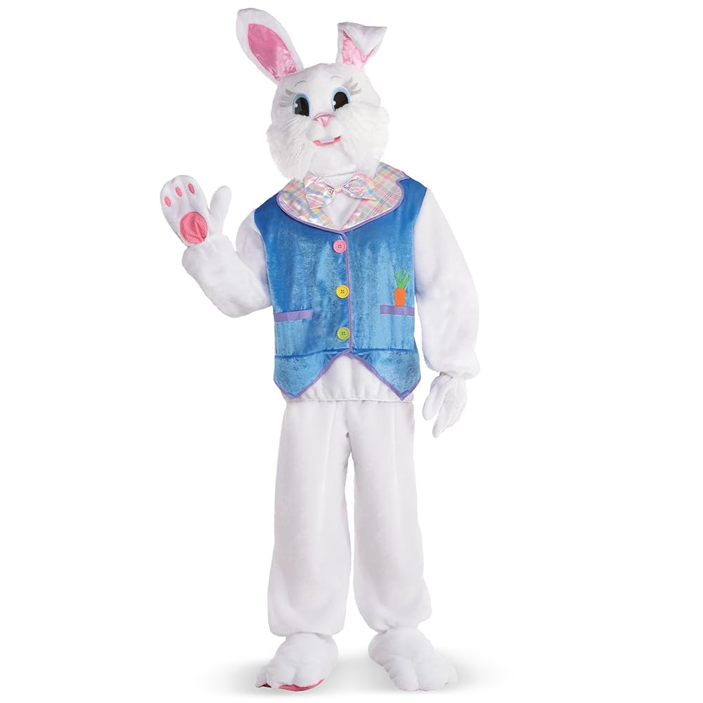 White Easter Bunny Costume - Includes: Headpiece, Shirt, Pants, 2 Shoe Covers & 2 Gloves (1 Set) | Perfect For Festive Celebrations & Memorable Photo Ops