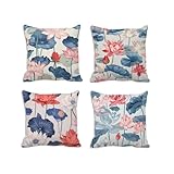 【CUBIERTA DE ALMOHADILLA IMPERMEABLE AL AIRE LIBRE / INTERIOR】: Un conjunto de 4 almohadillas impermeables de lino, impermeables, antipolvo, cómodas y transpirables, adecuadas para uso interior y exterior