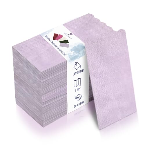 Pickytarian Premium 3-Ply Napkins 50-Count - Compostable 16x16 inch Disposable Lavender Dinner Napkins for Weddings Parties & Events - Eco-Friendly Elegant Collection