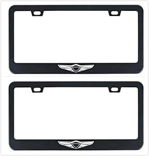 Black Genesis Sport Coupe 4 Door Black Stainless Steel License Plate Frame Cover Holder Rust Free with Caps and Screws (2)