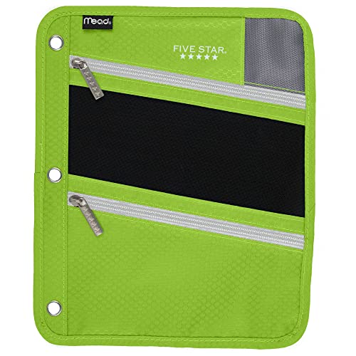 Five Star® Zipper Three-Hole Punched Pencil Pouch, Assorted Colors #TOP4