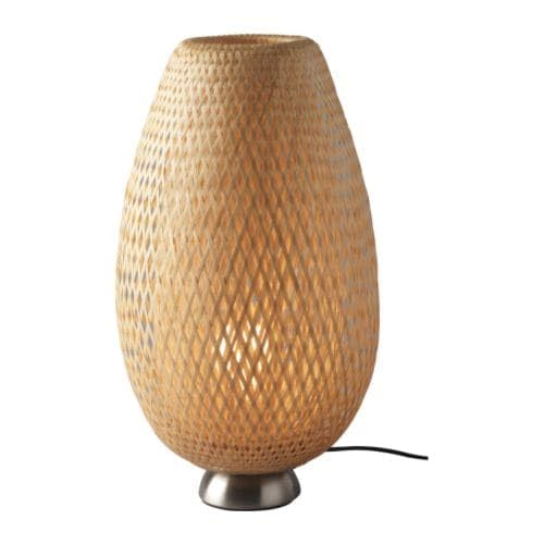 IKEA(イケア) B?JA ニッケルメッキ/籐 20156161 テーブルランプ、ニッケルメッキ、籐