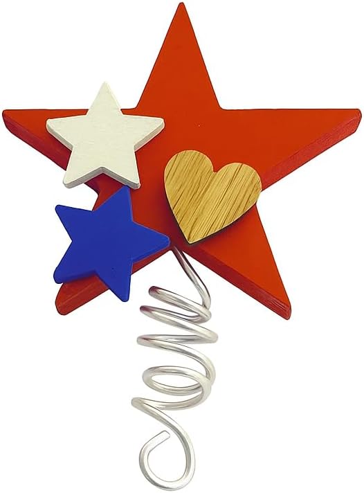 Red White and Blue Small Tree Topper Star for Mini Christmas Table Tree, 4th of July Independence Theme Home Decor