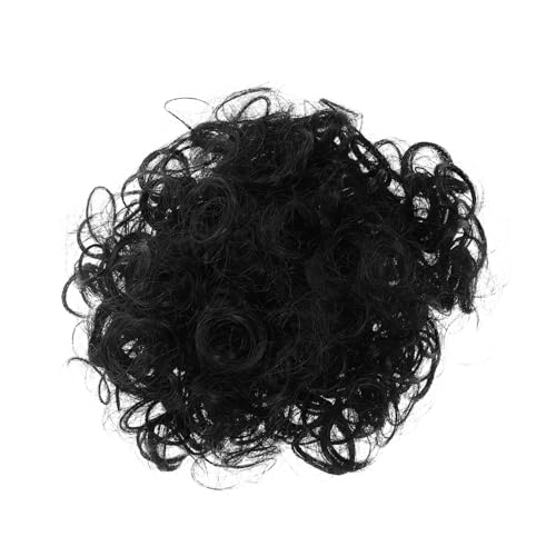 Ipetboom Pedazo peluca de moño extensión de de caballo extensiones de moño para mujeres moño desordenado postizo de moño extensiones de cabello cabello humano real bollo rizado Black