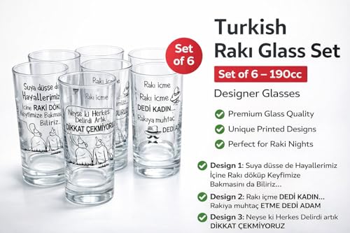 Vasos Raki Bardagi de cristal turco con silueta recta para mesas elegantes 3