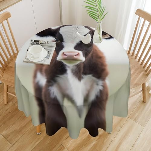 Nappe ronde imprimée vache lavable pour une protection de table efficace - 4