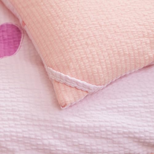 Image of Caressma Pink Toddler Bedding Set Girls Seersucker Kids Comforter Set