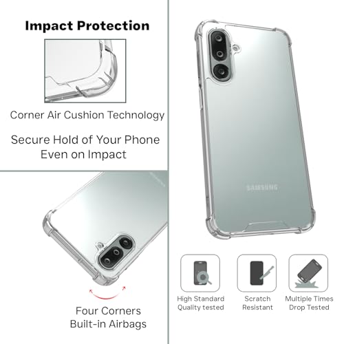 Image of RIGGEAR Shockproof Clear Hybrid Airbag Armor Back Cover Case for Samsung Galaxy M36 5G / F36 5G (Transparent PC and TPU Bumper)