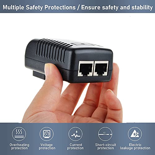 Adaptador Digipartspower 48V AC/DC para un solo puerto Modelo PSE801-FM Inyector PoE Power Over Ethernet DC48V 16W Midspan 1 Puerto miniatura 2