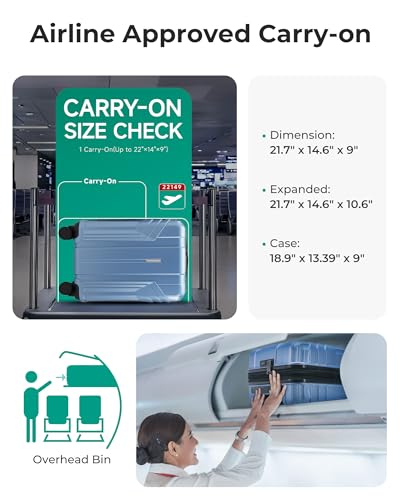 Image of BAGSMART Expandable Carry On Luggage 22x14x9 Airline Approved, Blue | Spinner Wheels, TSA Lock, Lightweight Hard Shell, Suitcase,22x14x9 Airline Approved,