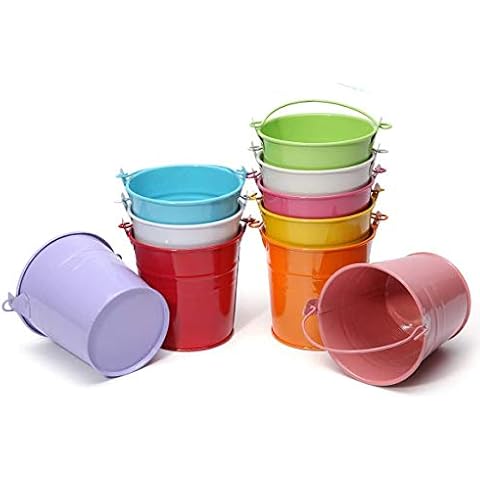 Dproptel All-in-1 Portable Flower Pots,Sand bucket, Iron Hanging Flower Pots, Balcony Garden Pots Wall Planters Desktop Storage Bucket for Home Decoration - 10 Colors Cover