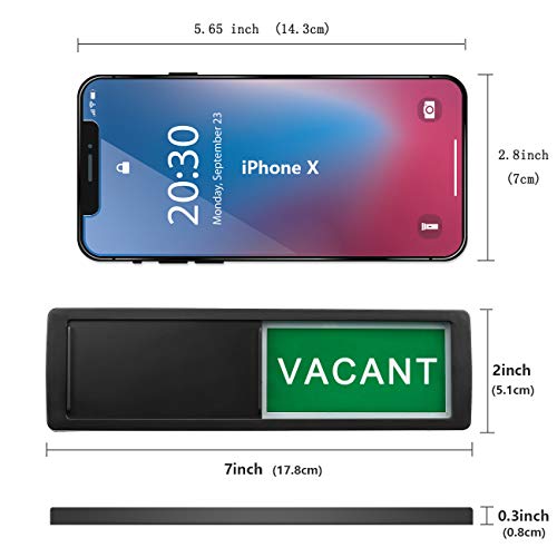 Image of Vacant Occupied Privacy Sign, Vacant Occupied Door Sign for Home Office Restroom Conference Hotels Hospital, Slider Door Indicator Tells Whether Room Vacant or Occupied, 7'' x 2'' - Black