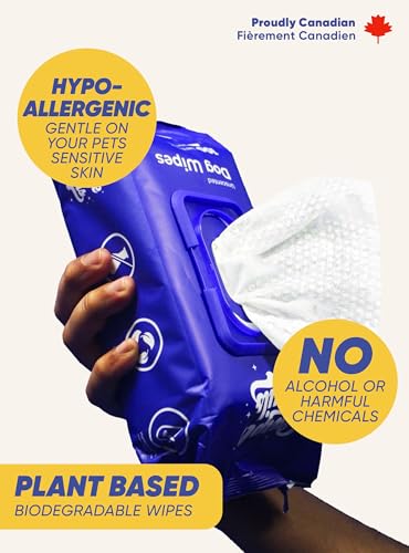 Image of Canada Pet Wipes - 80 Pet Wipes for Paws and Butt, Fur, Ears - Plant-Based Pet Wipes with Aloe Vera, Shea Butter for Puppies, Large Dogs, Cats