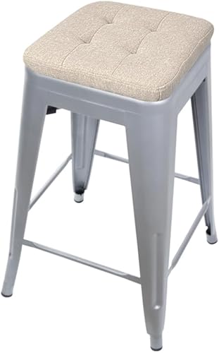 Miniatura 272 de GIA Taburete de mostrador sin respaldo de 24 pulgadas, cantidad de 4, bronce con asiento de madera clara Negro -,Café,Gris,gris, (Gun