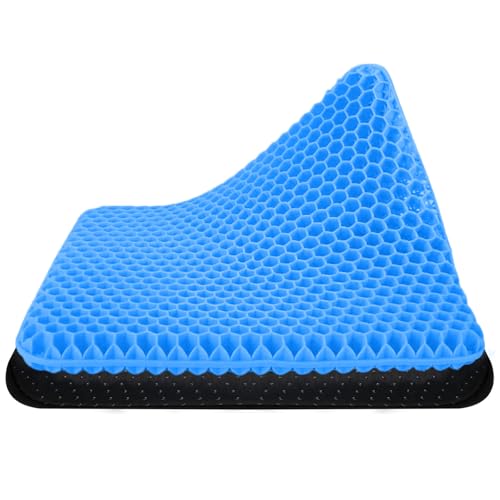 inaepeak Gel Seat Cushion, Breathable Honeycomb Cushion for Long Sitting with Mesh Cover, Cool Gel Cushion for Coccyx Tailbone Pain Relief for Office Chair/Car Chair/Wheelchair (42 x 37 x 3 cm, Blue)
